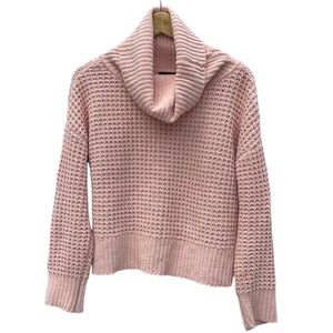 Soft Pink Turtleneck Long Sleeve Open Stitch Sweater Size Large